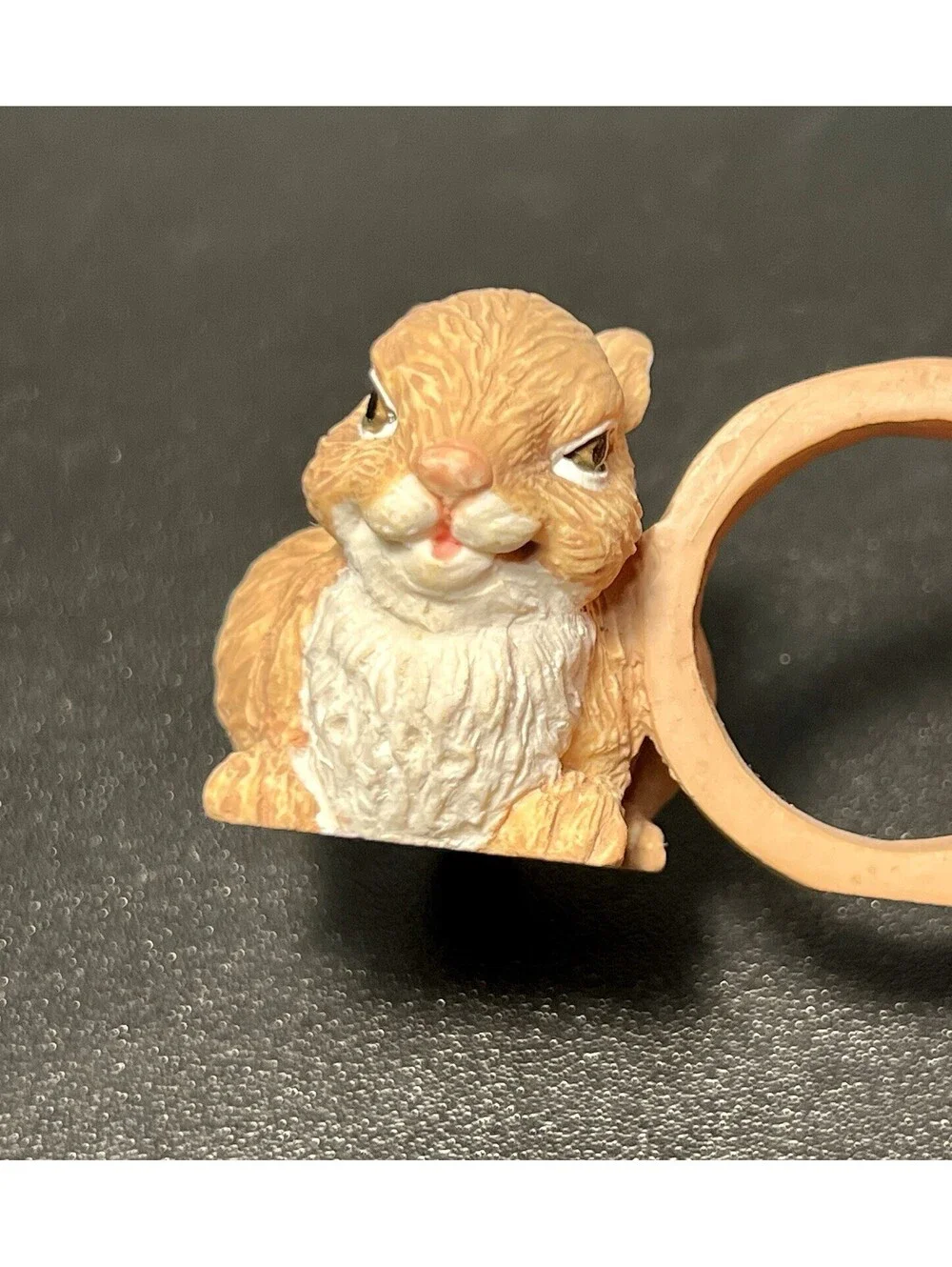 Vintage 1990s Set Of 10 Bunny Rabbit Figural Resin Napkin Rings, 2.5x2”